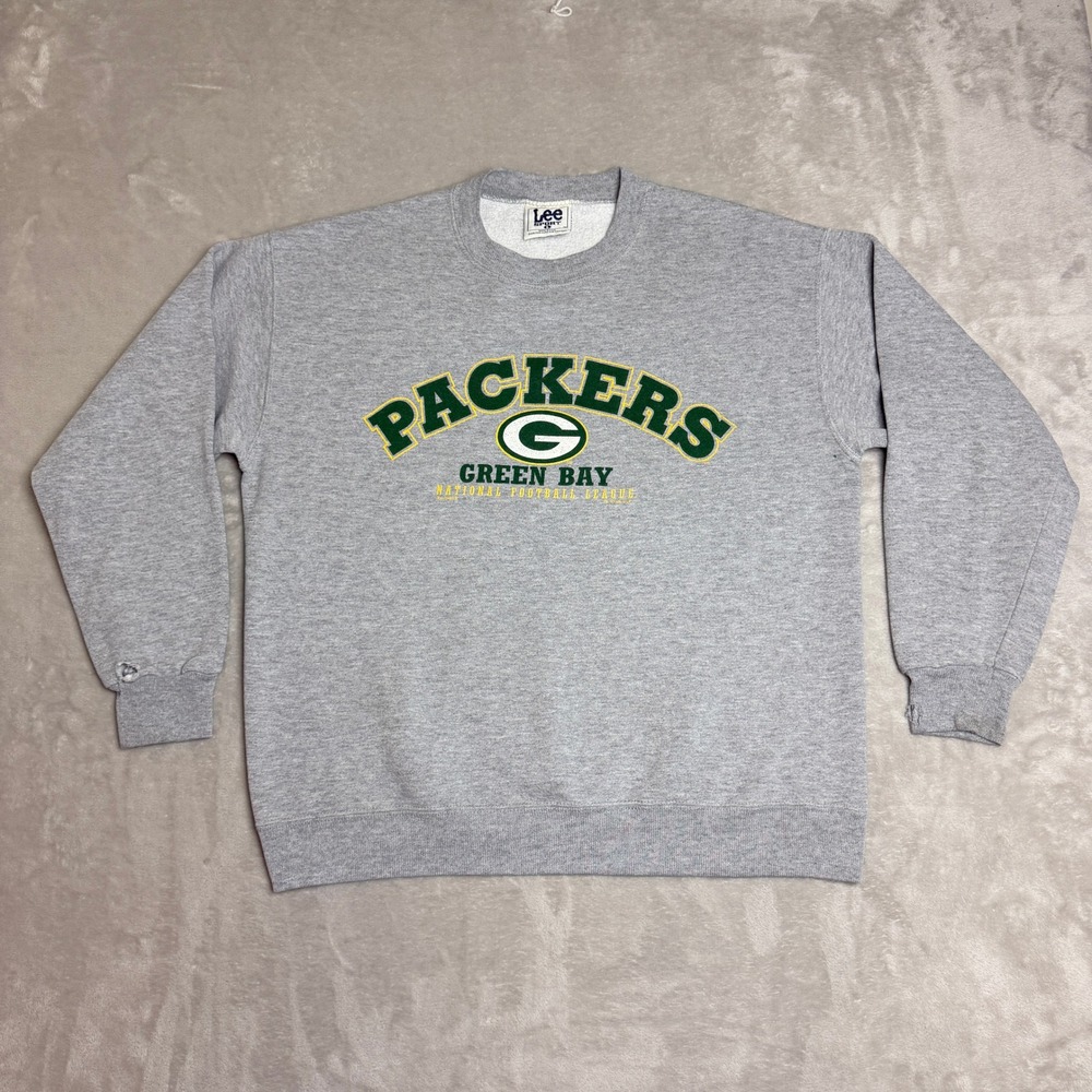 Vintage 90s Lee Sport Green Bay Packers Sweatshirt Mens Large Gray 1996 NFL